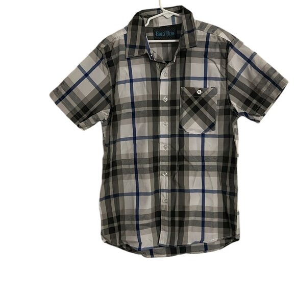 HAND MADE BOY SHIRT COLOR BLUE & GRAY SIZE M NEW NEVER USED - Picture 1 of 7